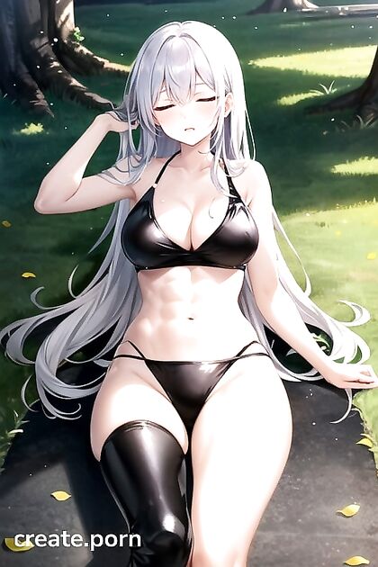 Slicked-Up Bitch with Juicy Cleavage Touching Her Face in Hentai Sex Madness