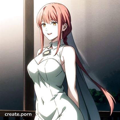 Happy Makima from Chainsaw Man with Rounded Tits in Wild Hentai Porn Action