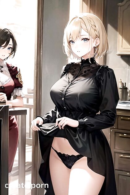Filthy Grandma Gets Fucked Bottom Up in Steampunk Hentai Porn, Upskirt Action Galore