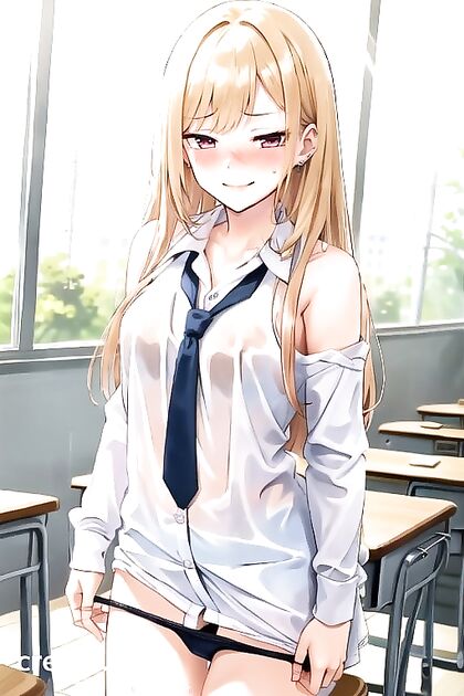 Blush and Strip - Kitagawa Marin's Wet Uniform Tempts in Class