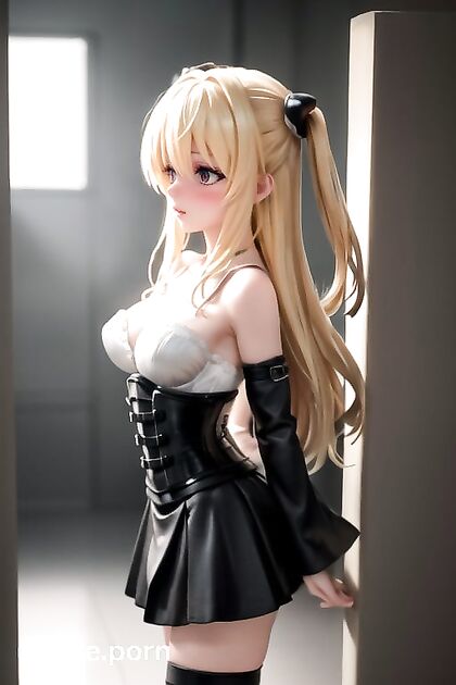 Embarrassed Gothic Beauty Stands Sideways inGolden Darkness 3D Seduction