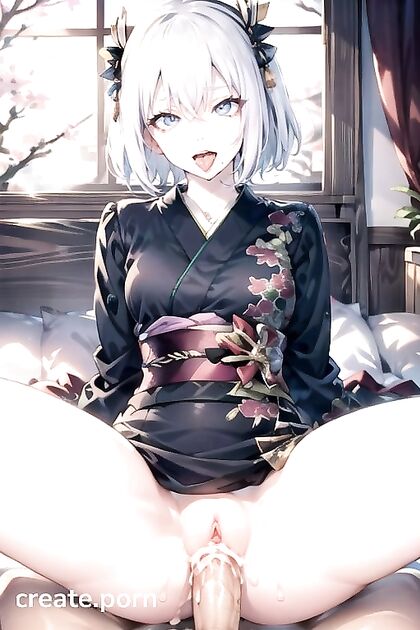 T-Girl's Kimono Clad missionary Grind Induces Intense Ahegao Expressions