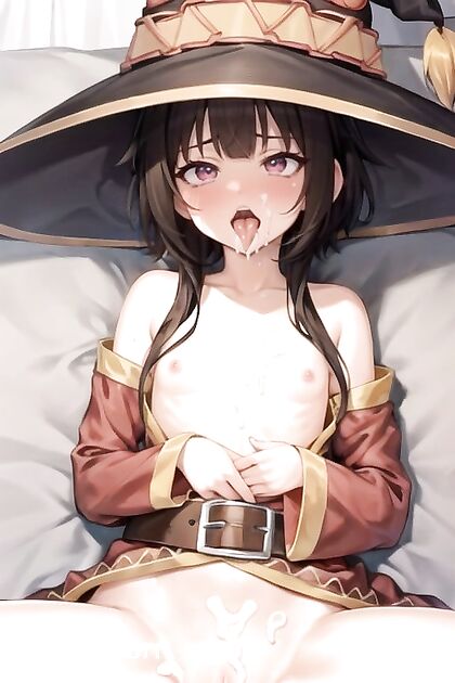 Skinny Megumin's Ahegao Crescendo - Pubic Fur and Creamy Delights