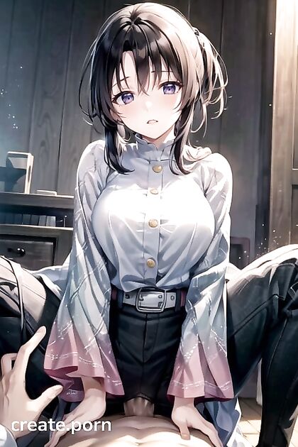 Shinobu's Seductive Ride - Dark-Skinned Demon Slayers in Erotic Cowgirl Action