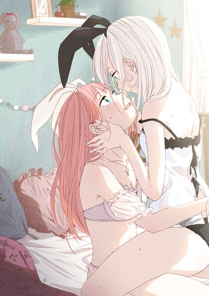 Horny bitches get their pussies licked by furry rabbits in hentaicontents