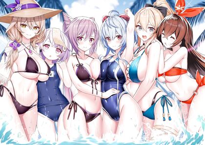 Hella Hot Hentaided Gensishta Girls Get Wet N Wild on da Beach wit XXX Pics to Prove It!