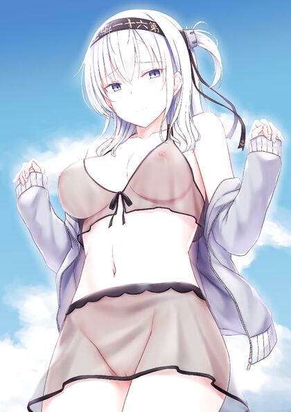 Holy shit! She’sa total freak in see through lingerie!