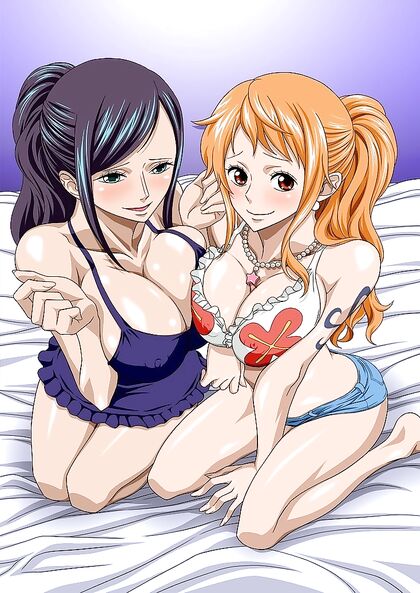 Busty one piece girls have a naughty threesome fuck - Nami and Robin himehime sandwich - 72 Pics
