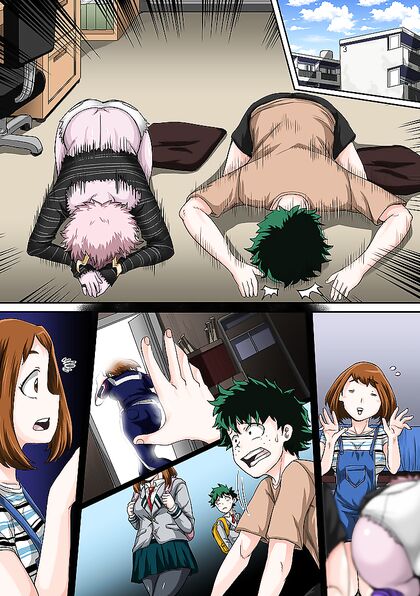 Deku Fucks Uraraka and Mineta in Teen 18+ Pussy Fun - My Hero Academia Hentai Manga
