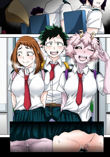 Deku Fucks Uraraka and Mineta in Teen 18+ Pussy Fun - My Hero Academia Hentai Manga