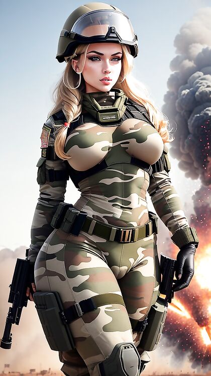 Sexy Blonde Military Babes With Big Boobs Dominate the Battlefield