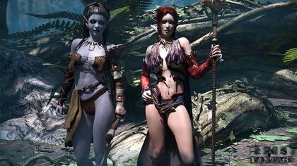 Sexy Elf Lesbians Enjoy steamy 3D Sex Rendezvous in the Forest