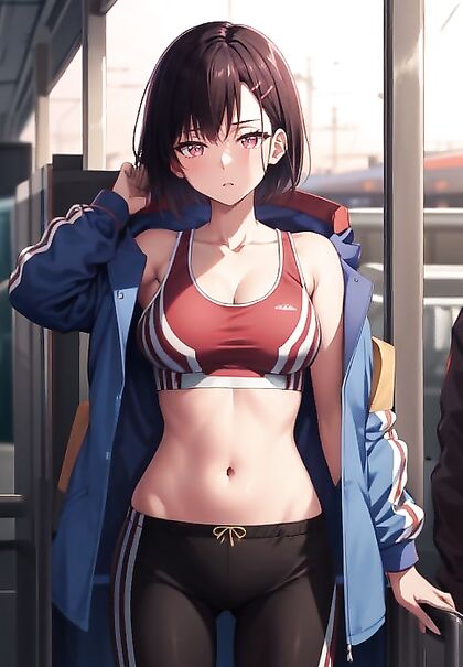 Bending Over at the Train Station at Dusk in Steamy Hentai Picture