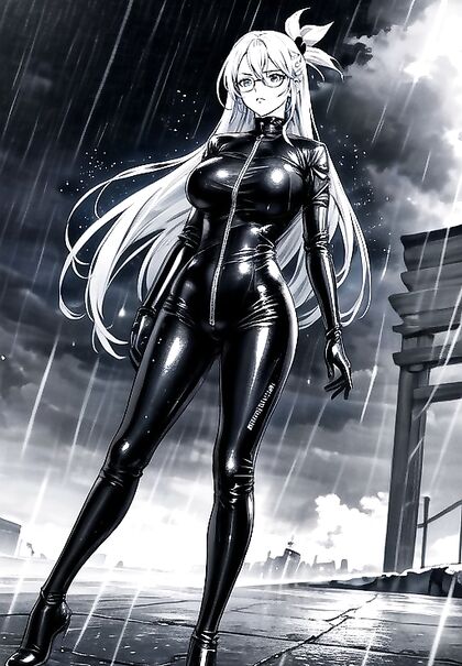 Aqua from Konosuba Explored in Full Body Black and White Hentai Splendor