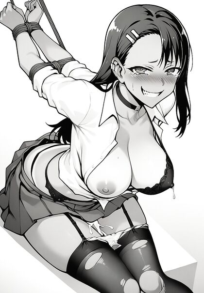 Garter Belt and One Exposed Breast in Panty-Dropping Hentai Picture