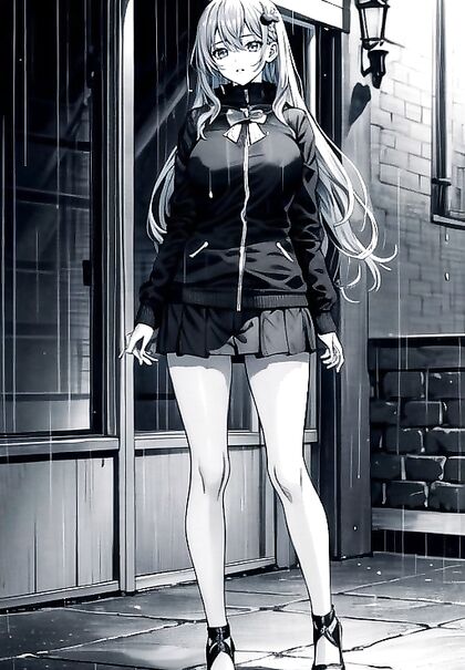 Aqua from Konosuba Enjoying Full-Body Pleasure in Rainy Hentai Images