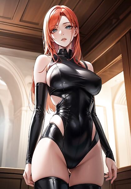 with Thigh-High Latex Boots for Waist-Centered Hentai Pleasure