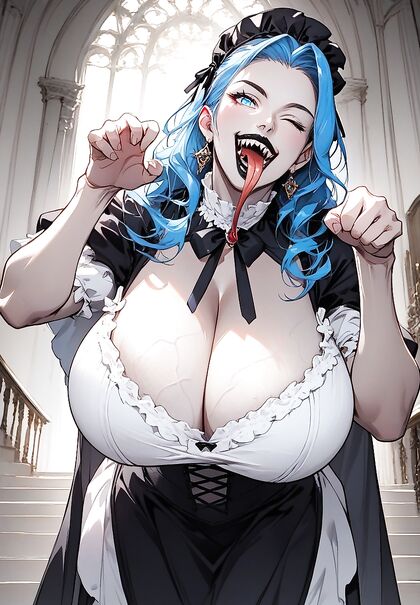 Victorian Vampire Maid with Waisted Curves and Veiny Breasts in Ecstatic Hentai Picture