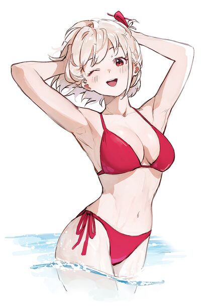 Holy shitl! Chizatron rockin’ dat fyah-red thong on da beach!