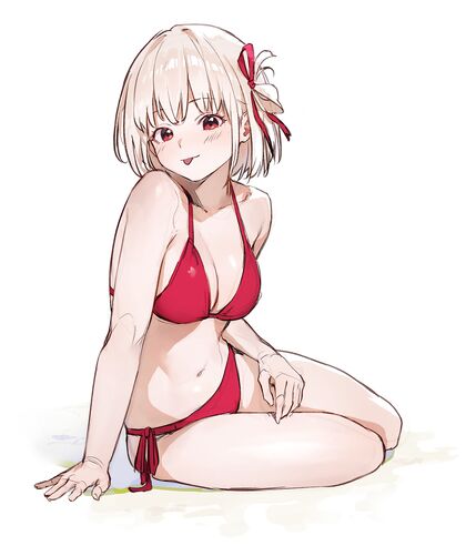 Holy shitl! Chizatron rockin’ dat fyah-red thong on da beach!