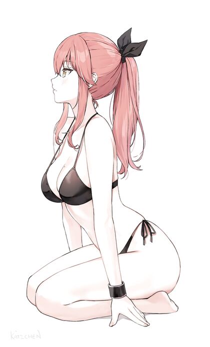 Holy shitloli! Busty babe in skimpy thong teases your dick on beach - HENTAI XXX PIC