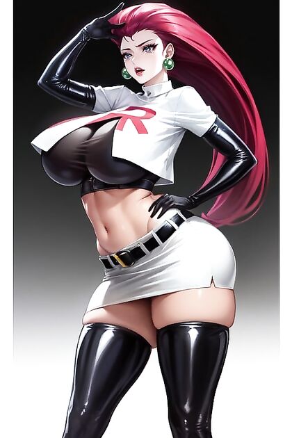 Jessie from Pokémon Shows Off Her Sexy Body in Tight Latex for Steamy Hentai Picture