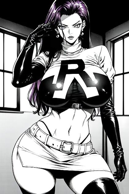 Rounded-Ass Beauty with Fake Boobs in B&W Manga Hentai Ecstasy