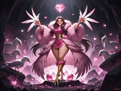 Many Harpies Surround Her for  Hard Light Busty Hentai Picture