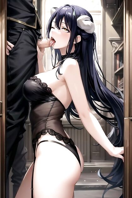 Albedo from Overlord Bent Over for  Ahegao Hentai Pleasure