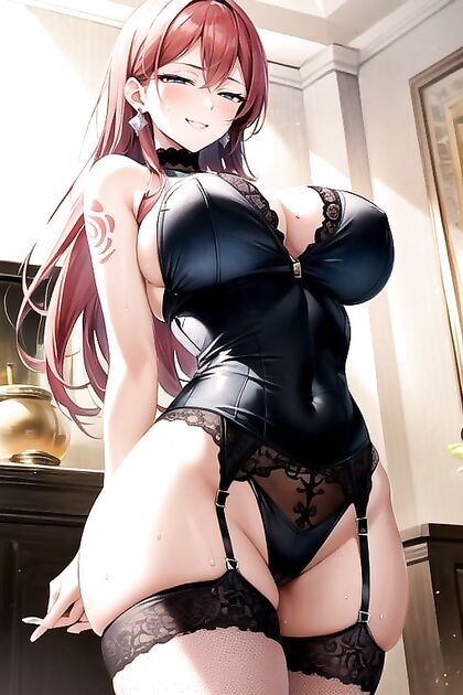 Ginger with Red Hair Shows Off Her Delighted and Smug Expressions in Hentai AI Picture