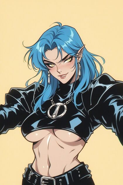 Vibrant Combat Pose with Sultry Underboob in Hentai AI Picture