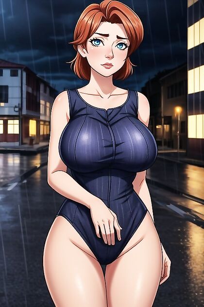 Kurosawa Ruby from LoveLive Soaked in Raining Neon Hentai Pleasure