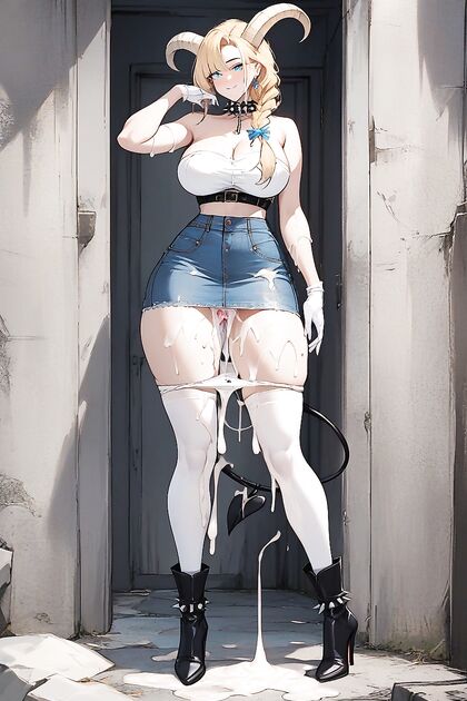 Demon Goddess with Black Heels and Goat Horns Teases in Seductive Hentai Picture