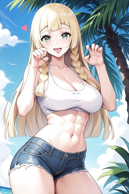 Tongue-Out Smile with NavelExposed in Erotic Hentai Picture