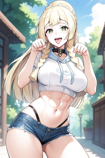 Pet Pose with Smiling Mouth Open and Exposed Navel in Hentai Bliss