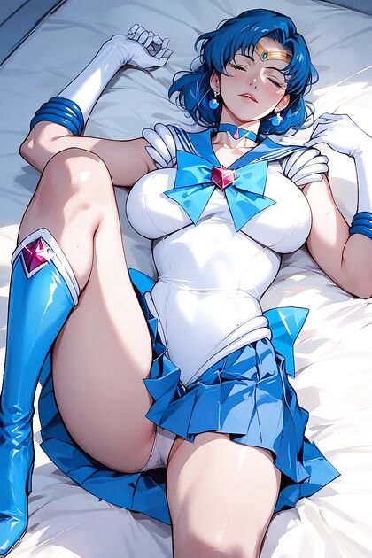 Mizuno Ami, Busty Blue-Haired MILF in Seductive Hentai Picture