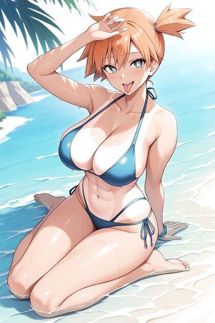 Bikini Tan Lines and Six-Pack Abs Tease in Horny Hentai Picture