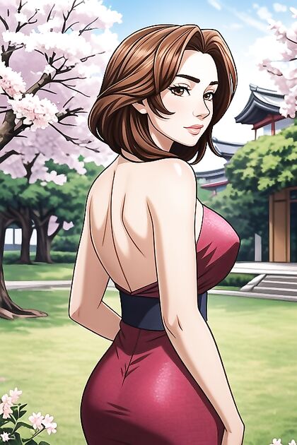Bust Shot with Arms Behind Her Back in Seductive hentai Picture