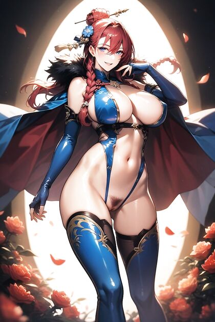 Pov Elbow Glove Fetish with Plump Breasts in erotic Hentai Picture