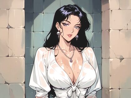 Oily Skinned Beauty with Black Hair and Huge Ass in Seductive Hentai Picture