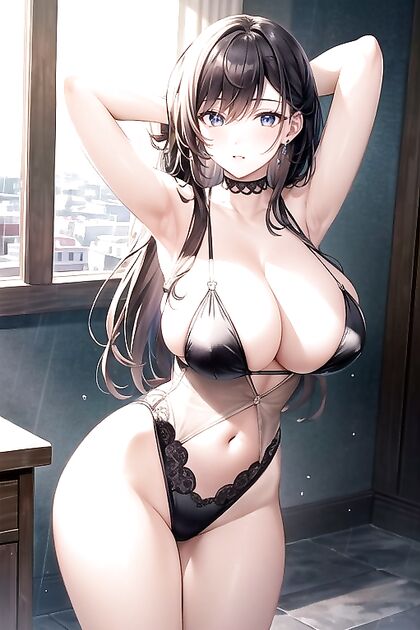 Large-Breasted Beauty Goes Topless in Rainy hentai Adventures