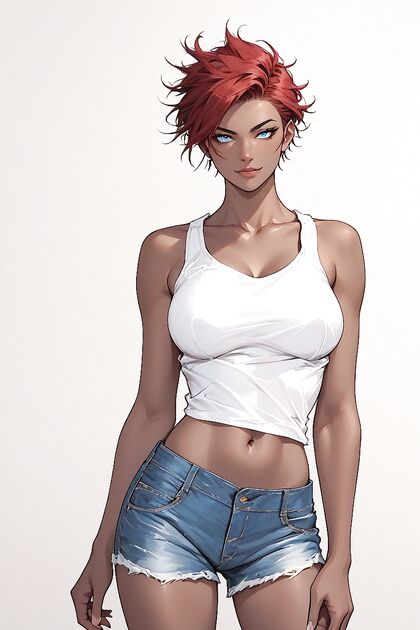 Red-Haired Babe in Jean Shorts Gets Wild in hentai Picture