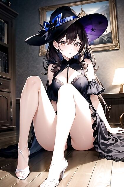 Halloween Night Fisheye Fun with SeductiveBrown-Eyed Beauty in Hentai Picture