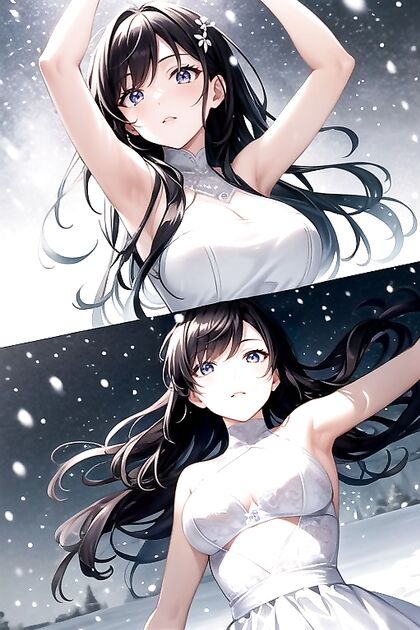 Busty Bottom-Up Poses in Seductive Arms-Up Hentai Images