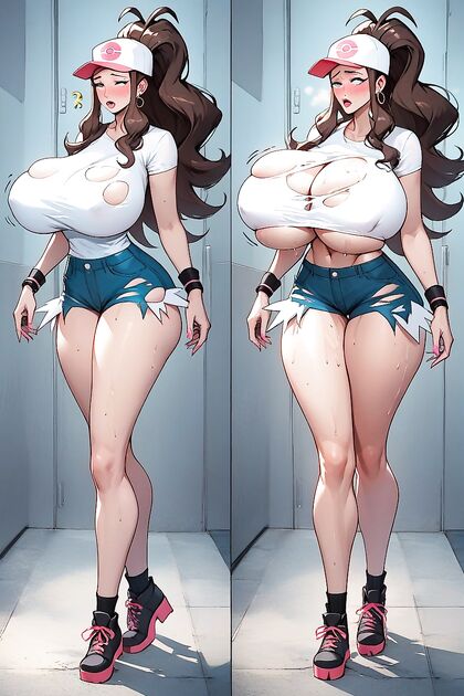 Woman's Breasts Grow So Huge They Hit the Floor in Busty Hentai Picture