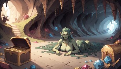 Mimic Monster Woman Emerges from Toothed Treasure Chest forSTEAMY hentai Fun