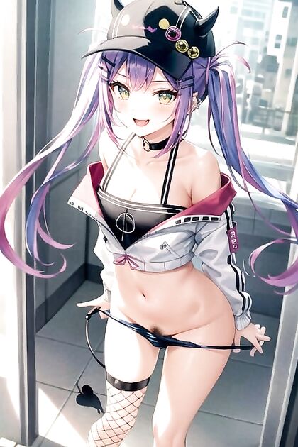 Cute Tokoyami Towa Shows Off Her Pubic Hair in Seductive Hentai Images