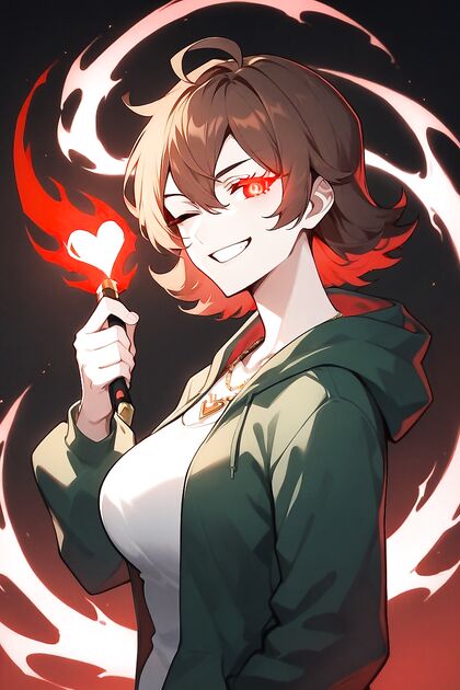 18-Year-Old Red-Eyed Girl 18+ with Blushful Cheeks in Seductive hentai Picture