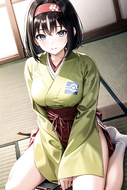 Erika from Pokémon Enjoying Full-Body Pleasure in Top-Down Hentai Images