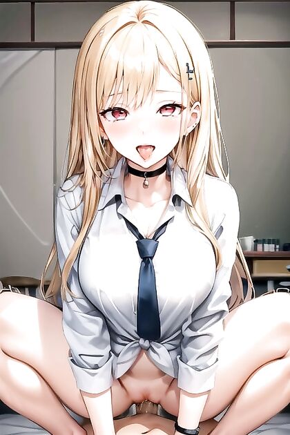 Kitagawa Marin in Sono Bisuke Doulu Wa Koi O Suru Shows Off Her Ahegao in School Uniform Hentai